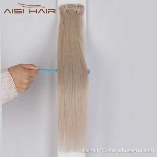 Aisi Hair 10A 100% Brazilian Unprocessed  Human Hair Bundle 20inch Double Drawn Blonde Human Hair Extension For Women